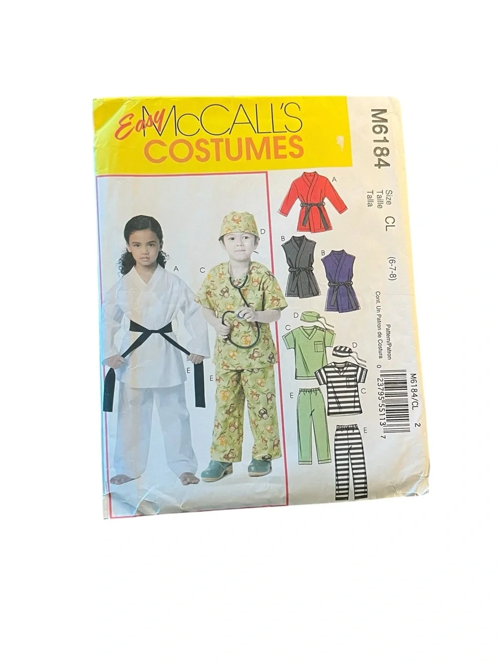 Easy McCall’s M6184 Kids Halloween Costume Pattern - Karate scrubs. Uncut